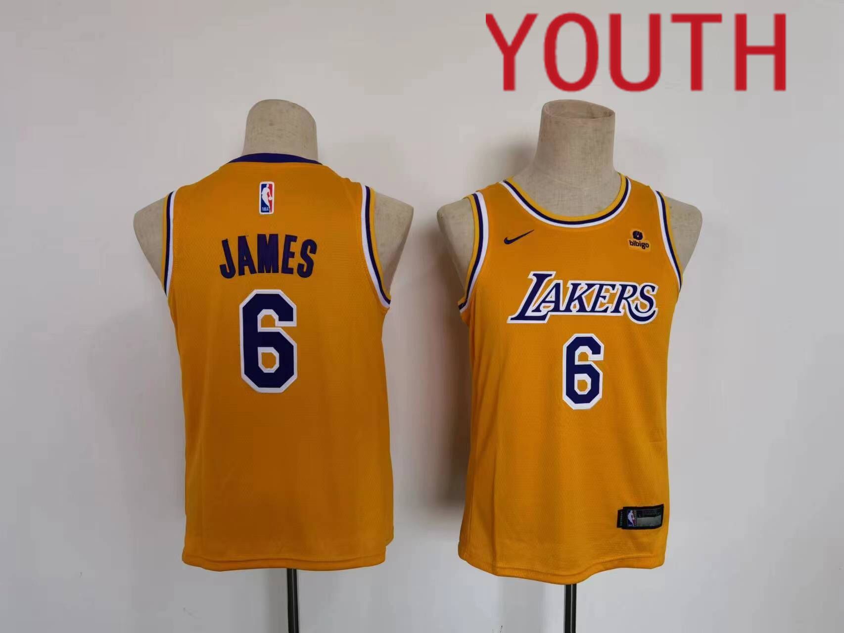 Youth Los Angeles Lakers #6 James Yellow 2022 Nike NBA Jerseys
